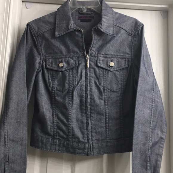 NWOT Indigo Palms Small Cropped Zip Denim Jacket - Picture 1 of 4